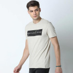 Men Beige & Black Typography Printed Sustainable T-shirt